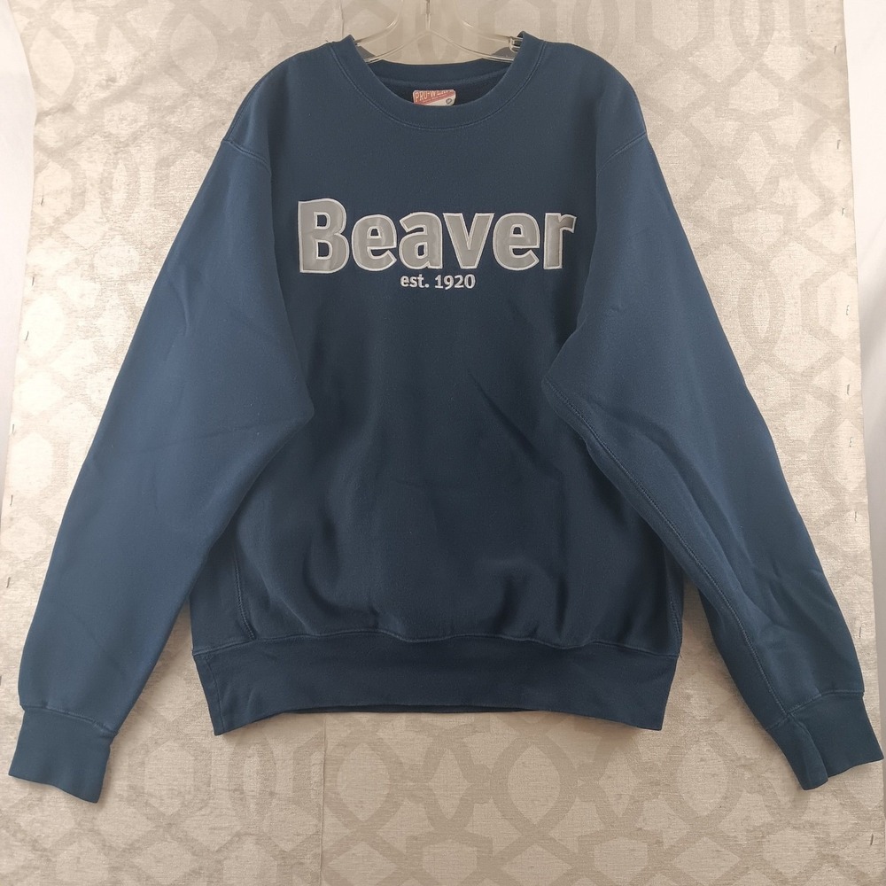 MV Sport Pro-Weave Mens Medium Navy Blue Beaver Est 1920 Sweatshirt Pullover